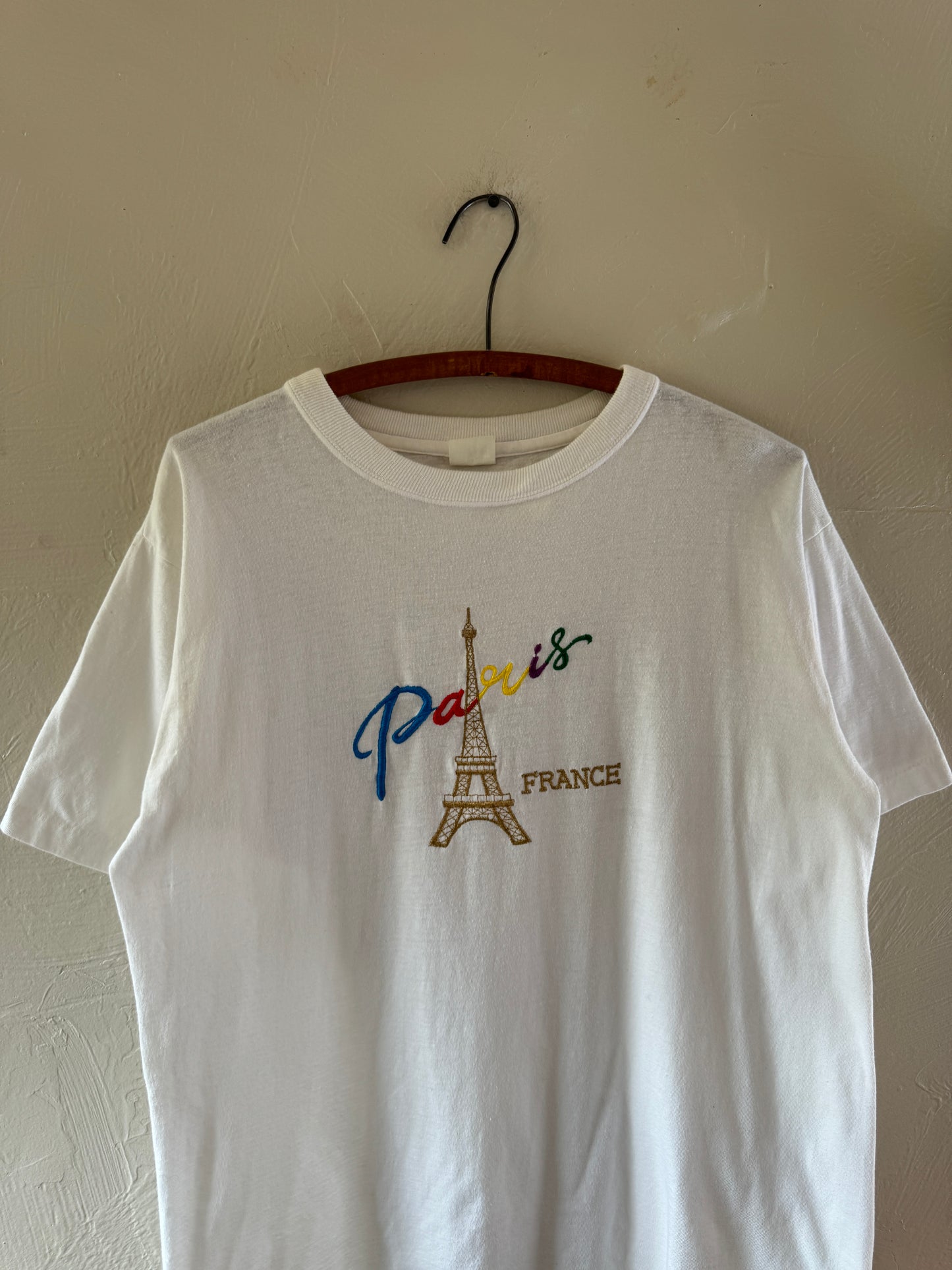 Vintage Paris France Embroidered T-Shirt