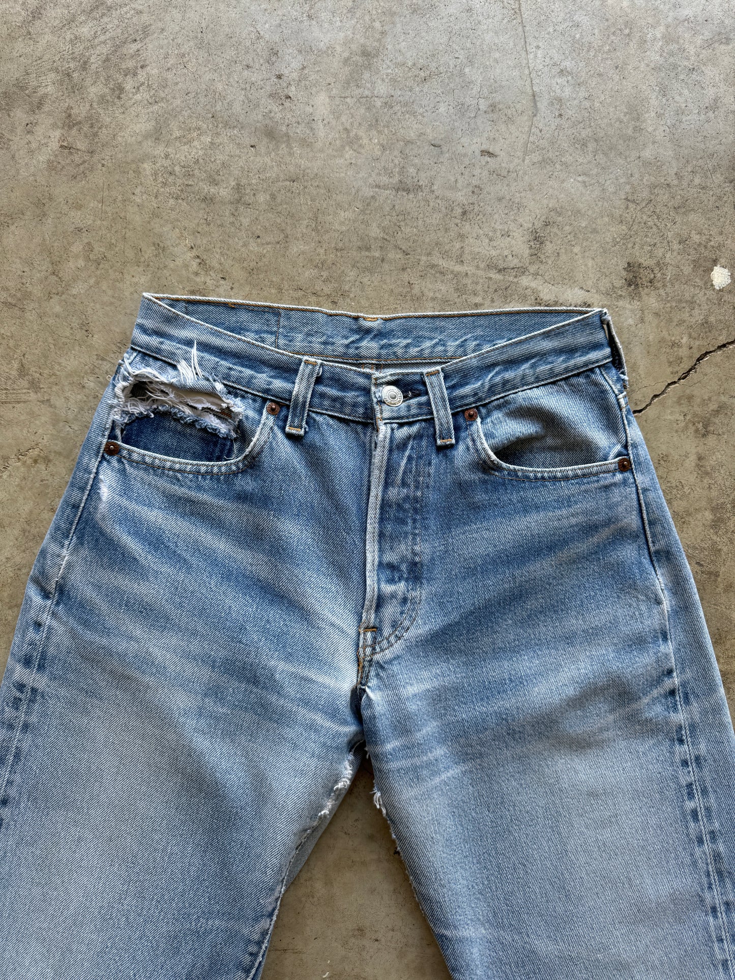 1970/80s Levis 501s Selvedge Distressed Jeans (27W x 34L)