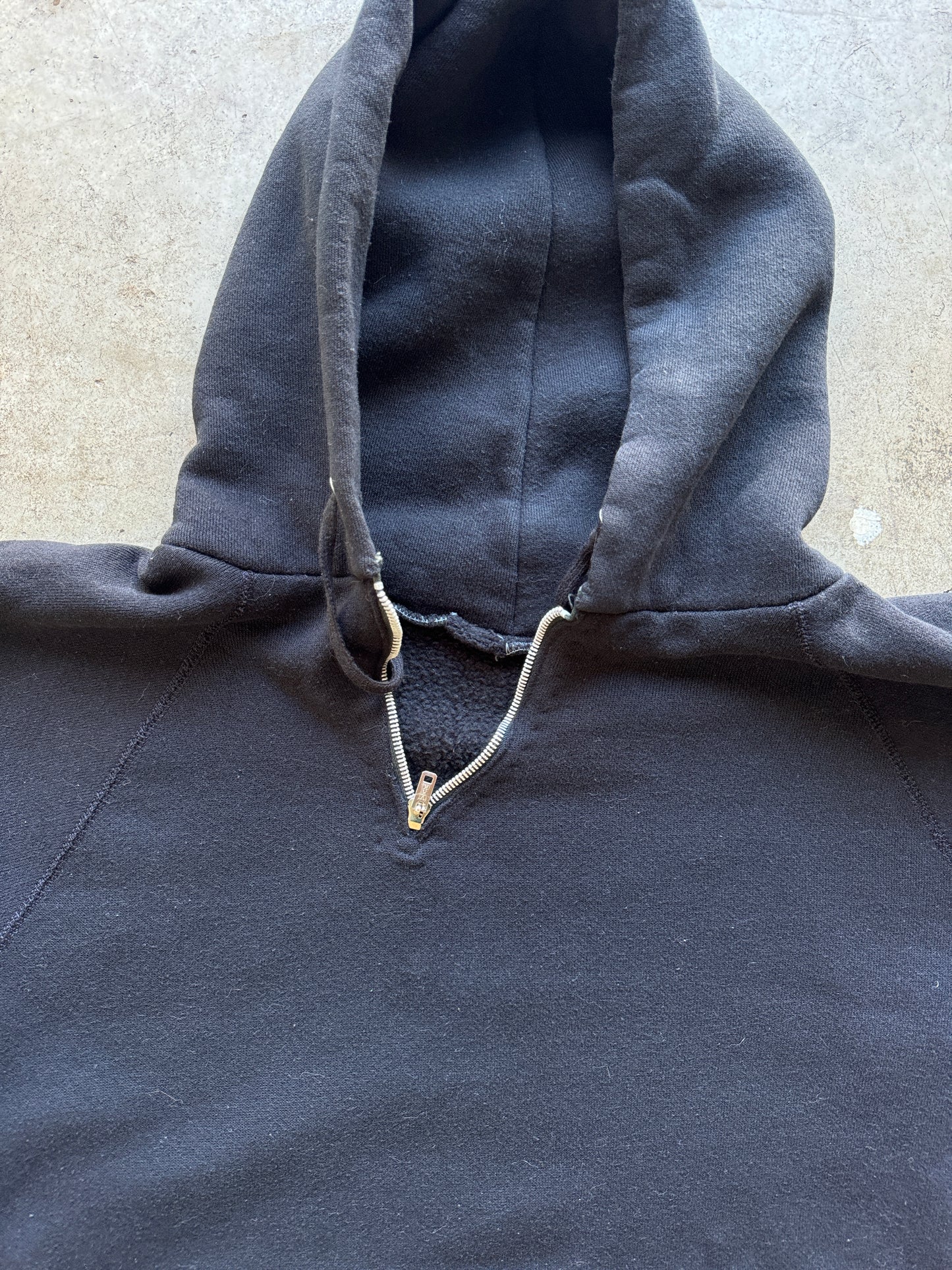 1970/80s Side Quarter Zip Up Black Hoodie