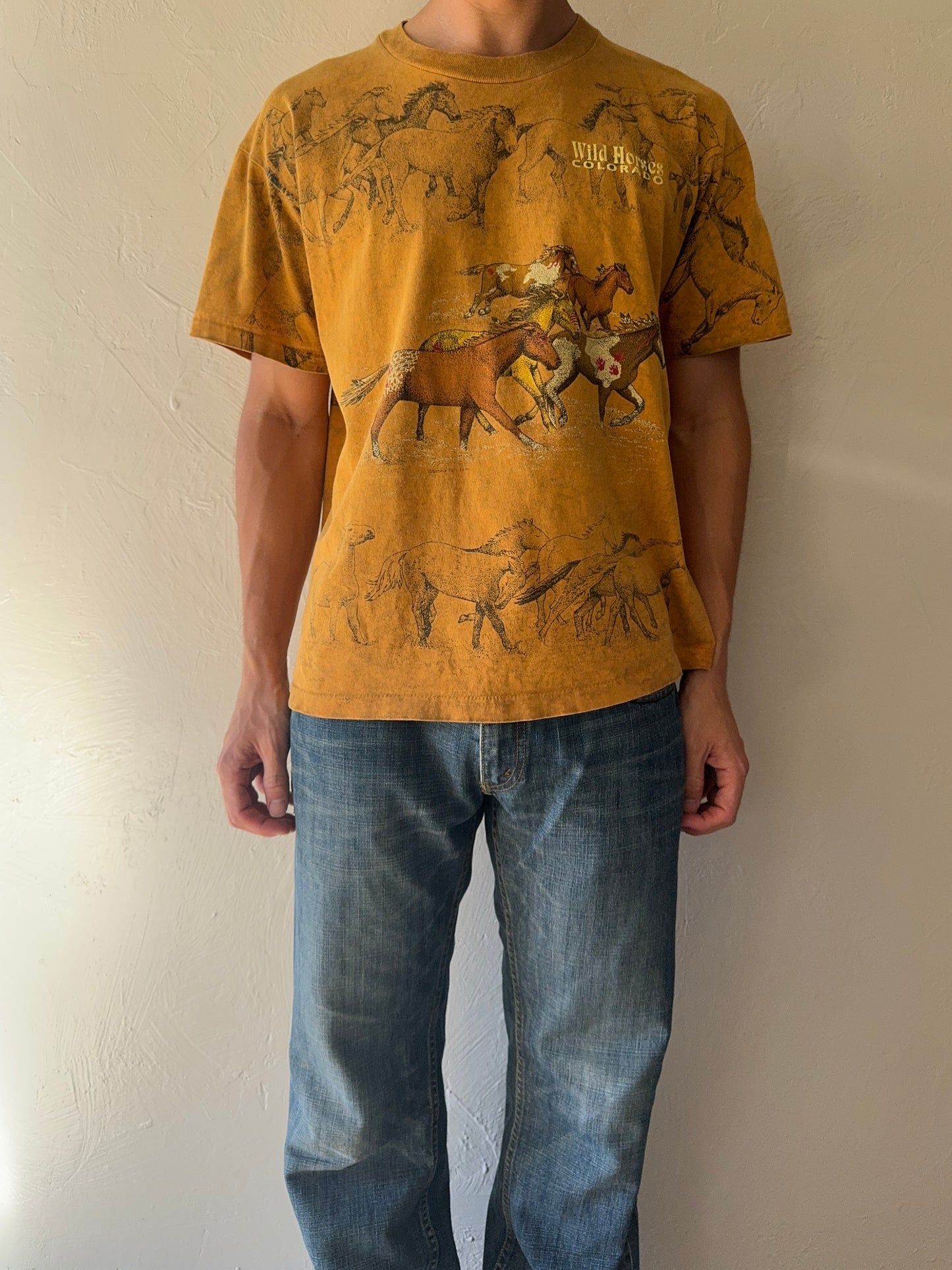 1990s All Over Print Wild Horses Colorado T-Shirt