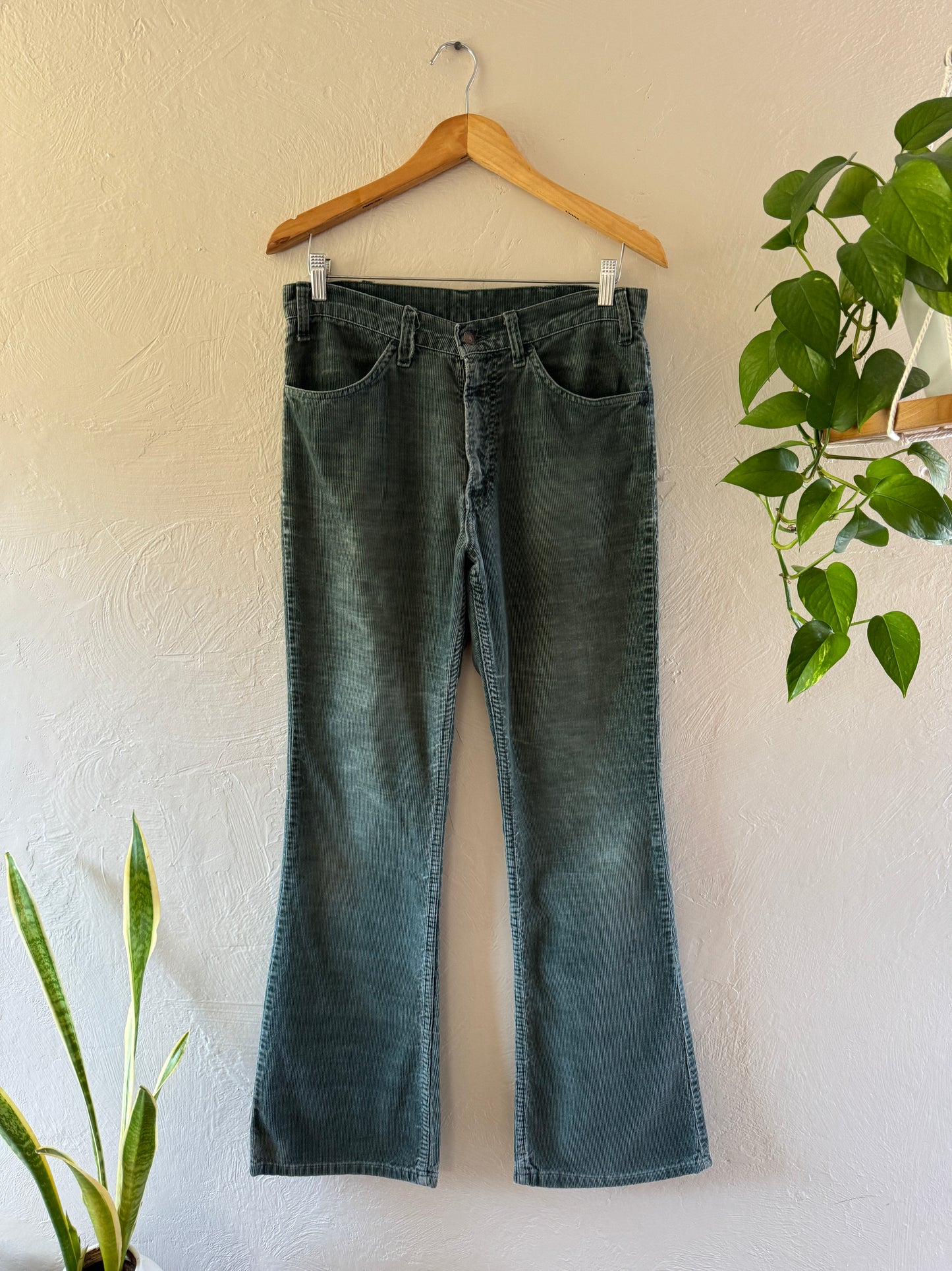 1970s Levis Corduroy Olive Flared Pants