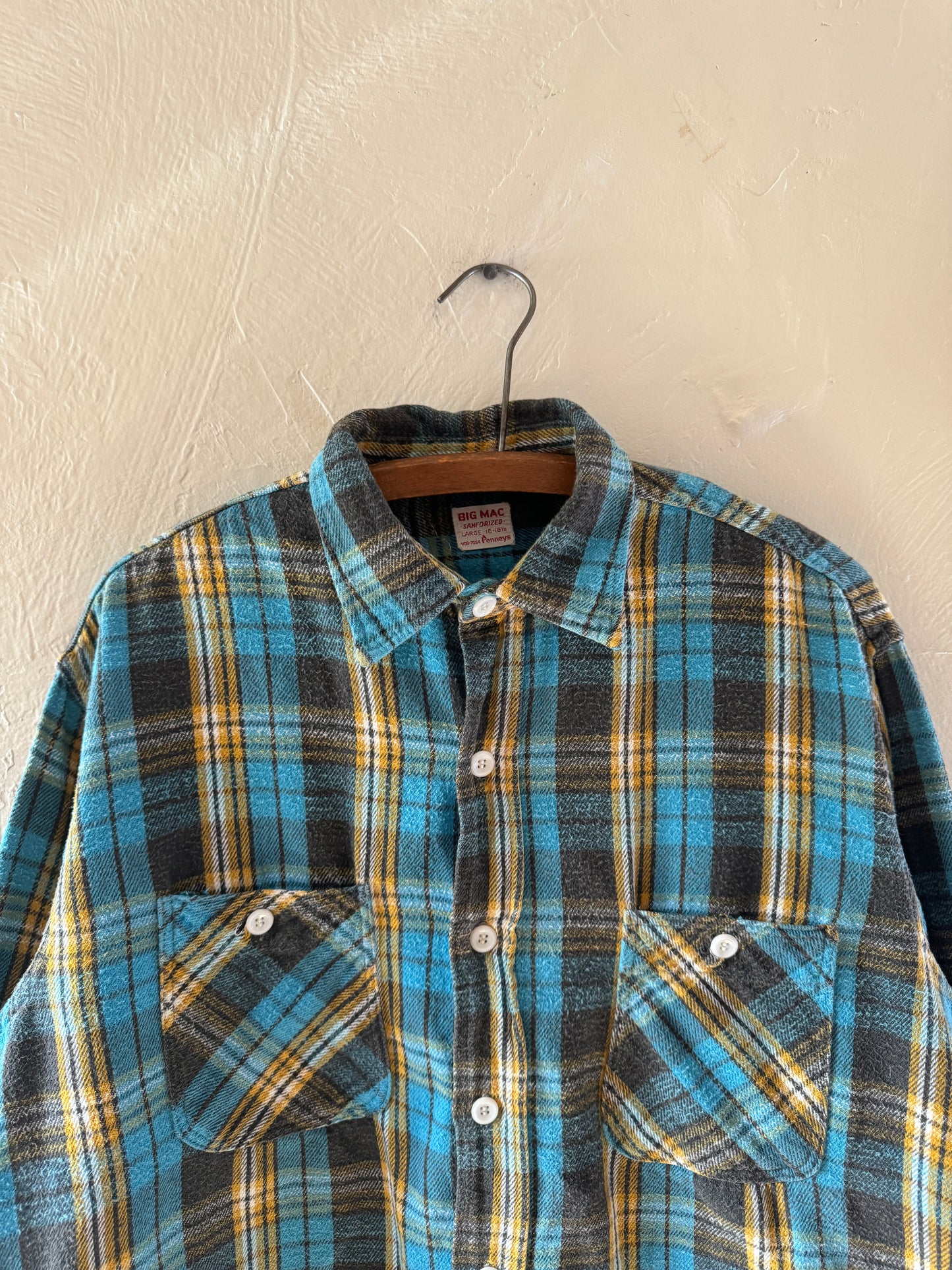 1960s Big Mac Cotton Plaid Flannel Button Up Shirt