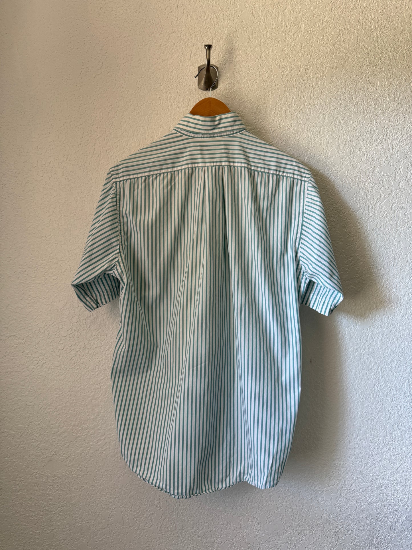 1990s LL Bean Striped Button Down Short Sleeve Shirt