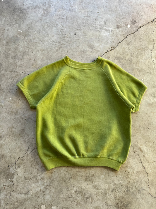 1960/70s Olive Green Blank Short Sleeve Sweater