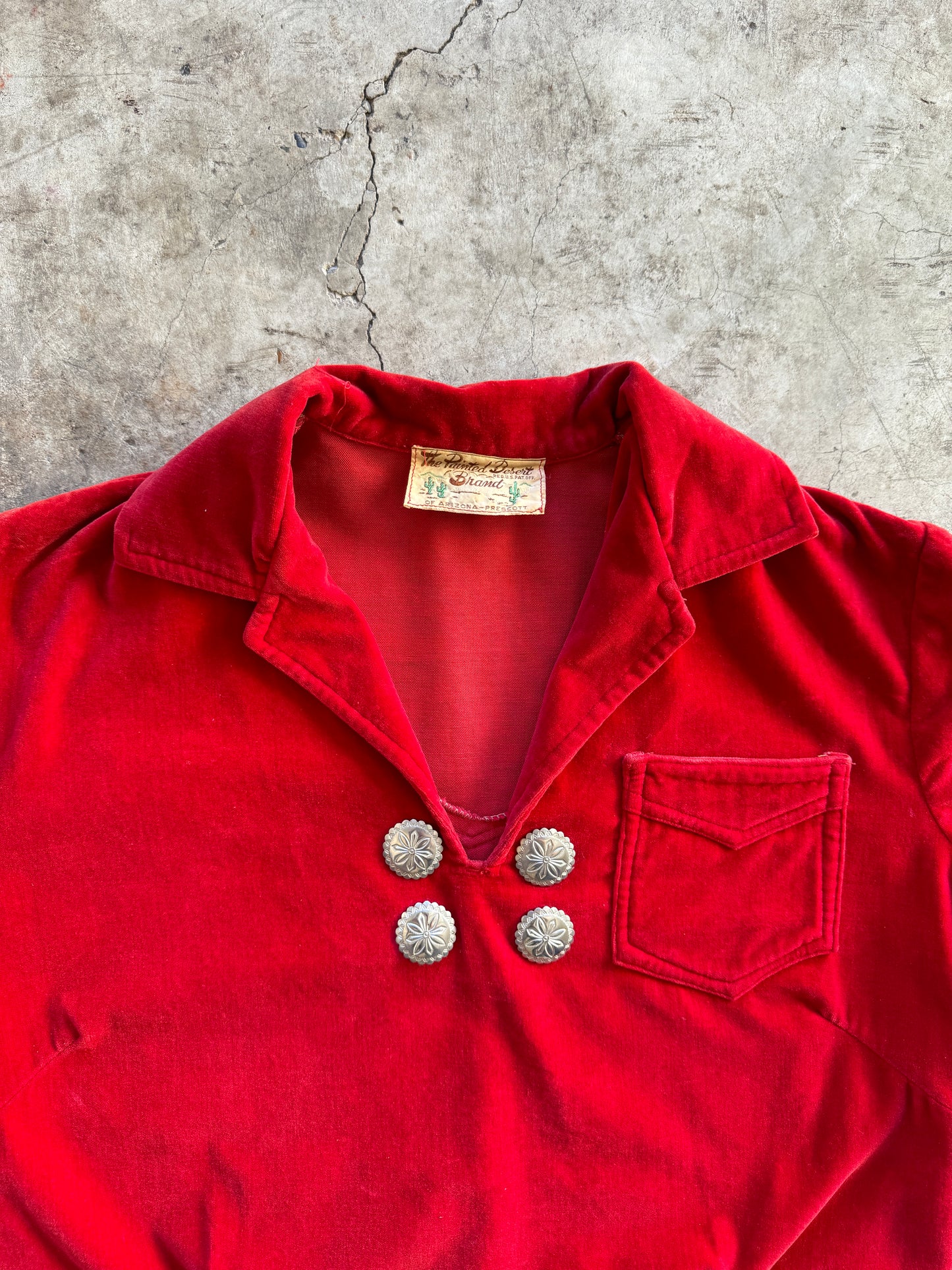 1950s The Painted Desert Brand Velvet Pullover Western Shirt