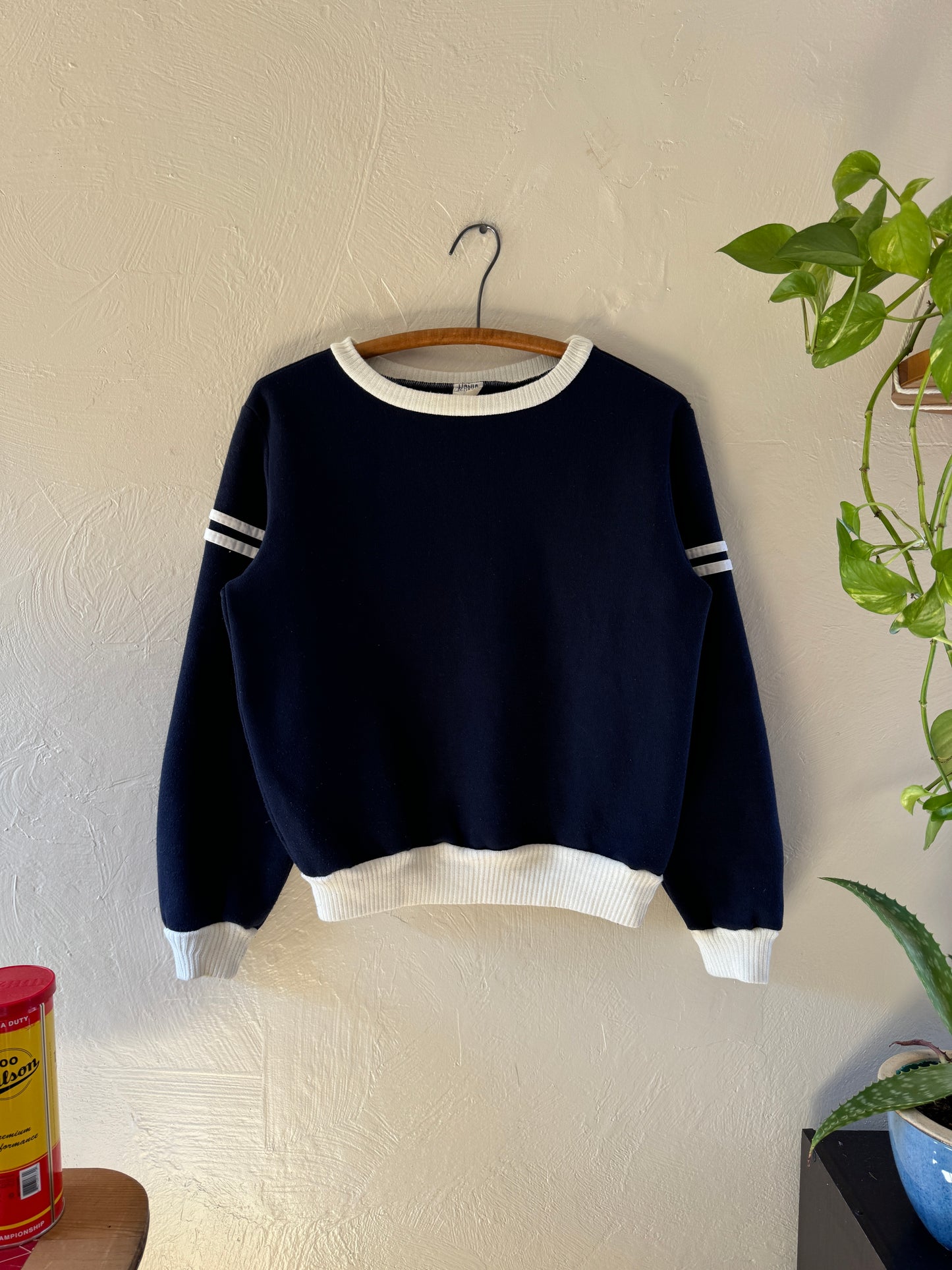 1980s Navy Two Tone Crewneck Sweater