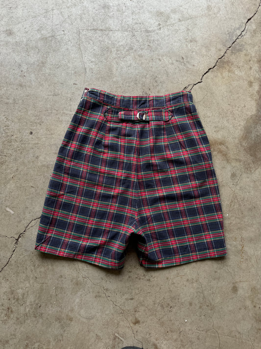 1950s Buckle Back Plaid Shorts